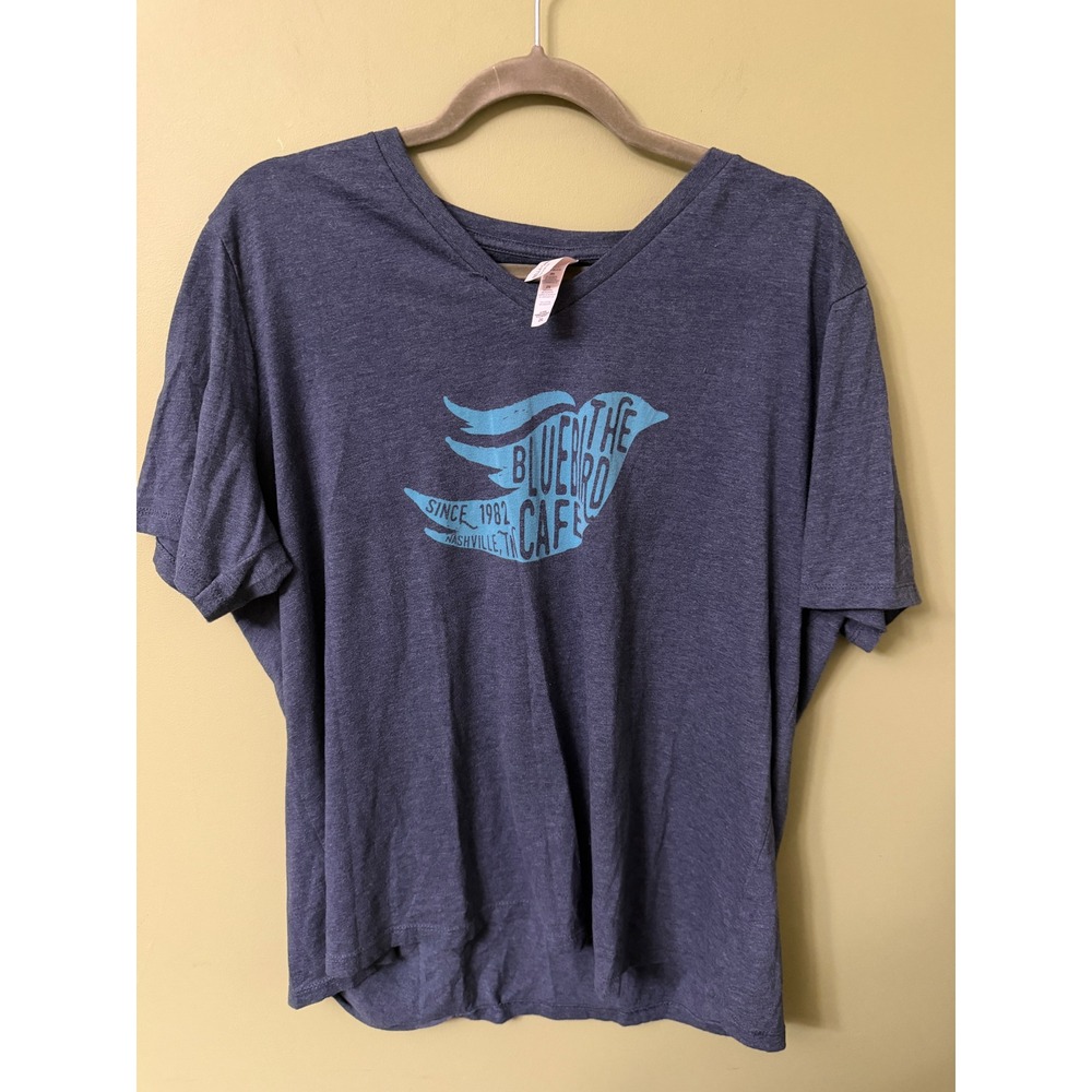 Bluebird Cafe Nashville V-Neck T-Shirt Heather Navy Blue 2XL Bar Music Venue